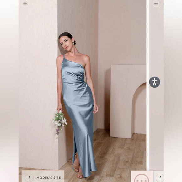 Revelry Dresses & Skirts - Revelry Jade Satin Dress in French Blue